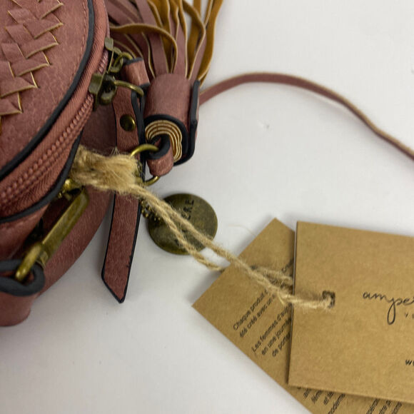 NWT Ampere Suzie Round Crossbody Handbag Nude Dusty Rosey Red - Picture 6 of 7